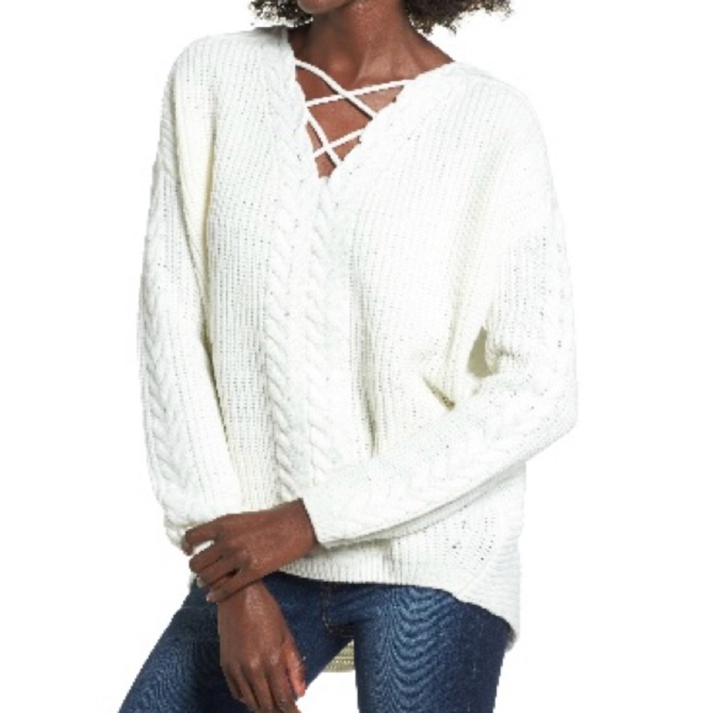 Love by Design Cross Front Double Braided Sweater